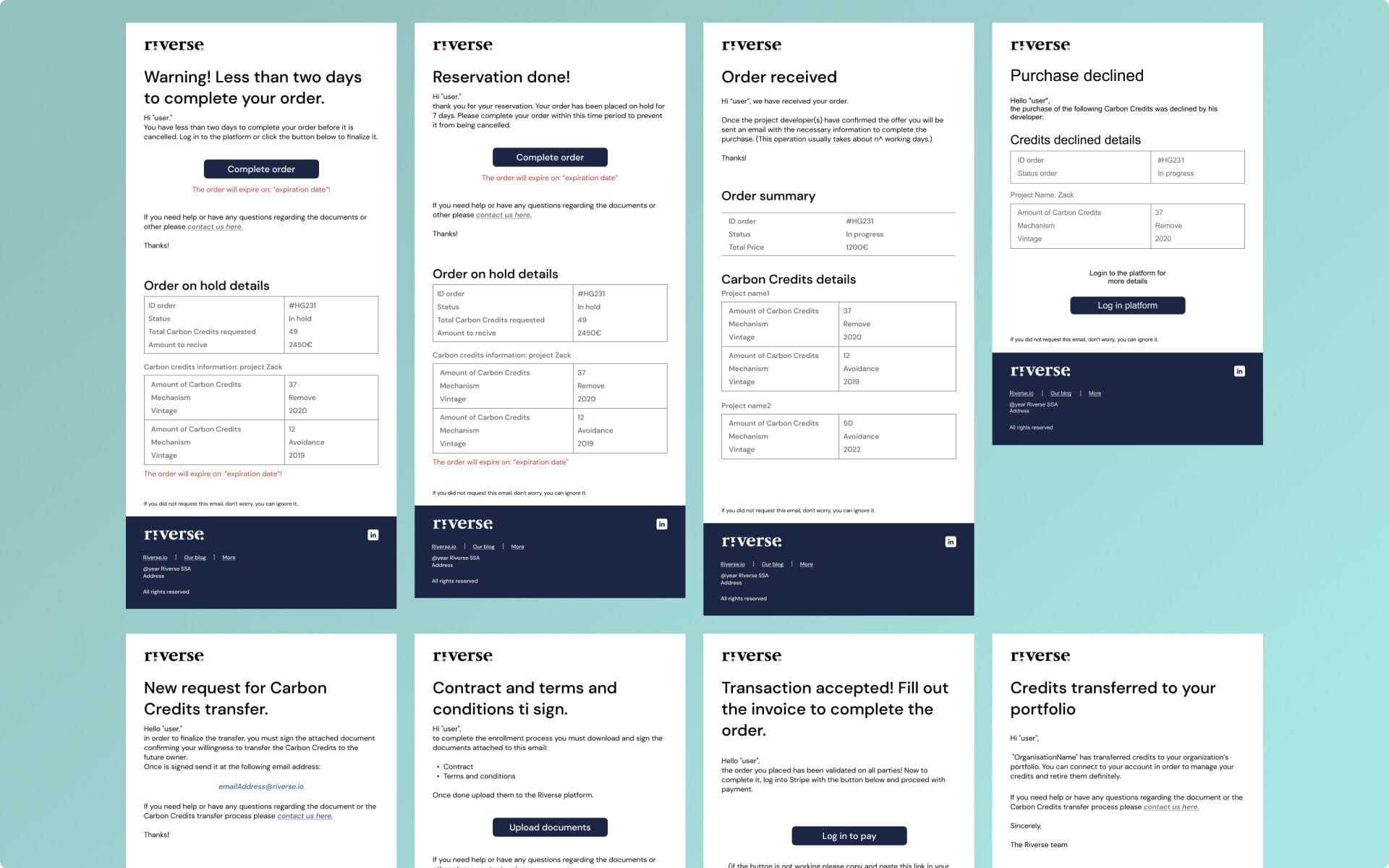 Registry email templates