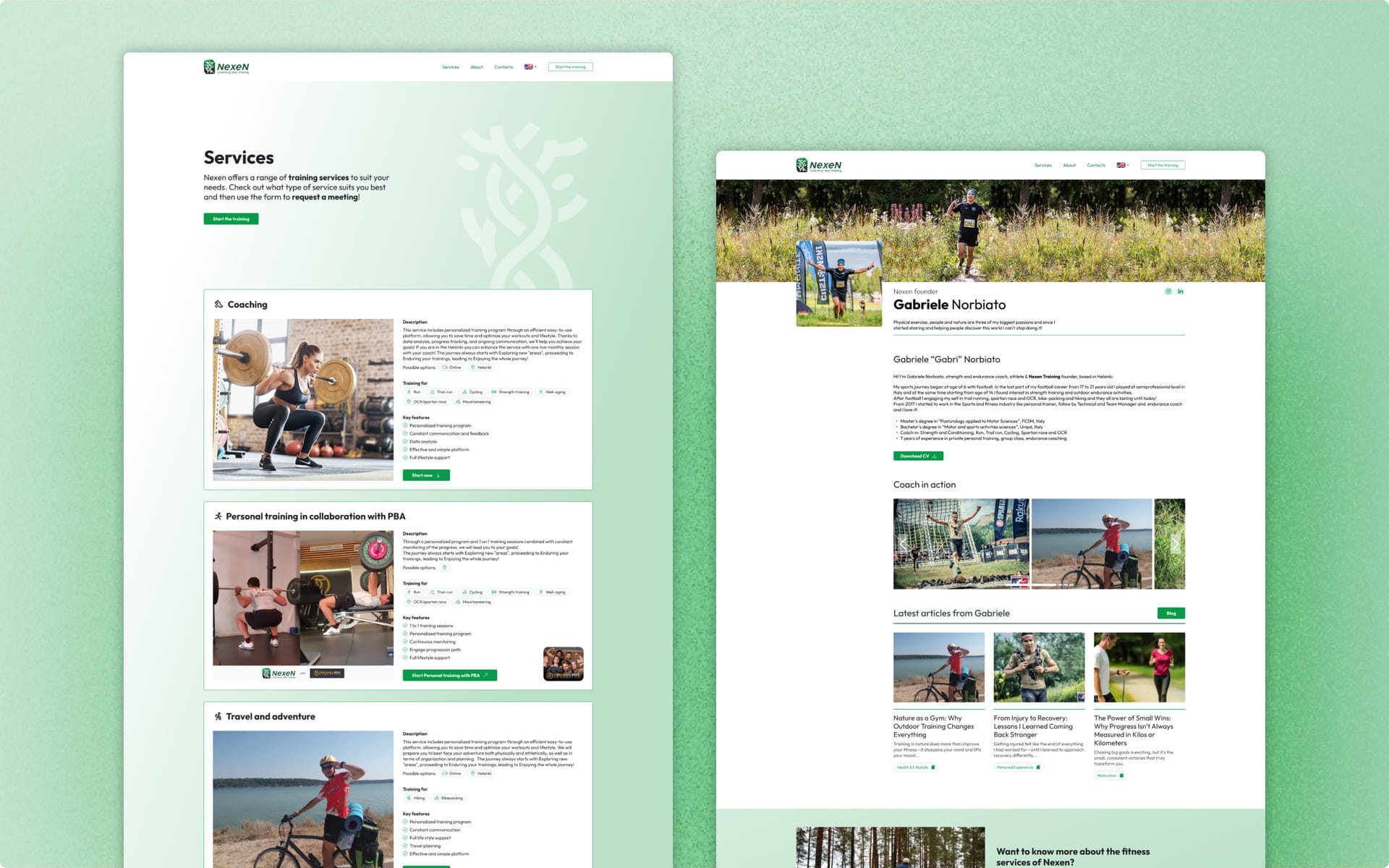 Services and Profile page Nexen