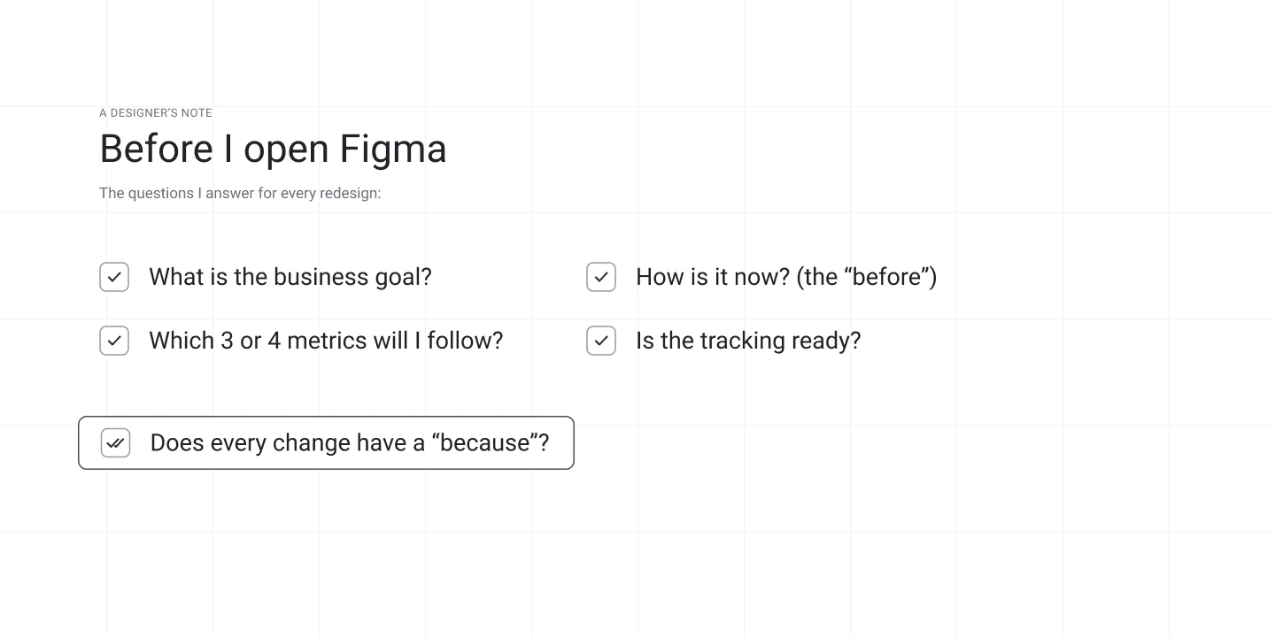 A designer's note: the questions to answer before opening Figma for a redesign